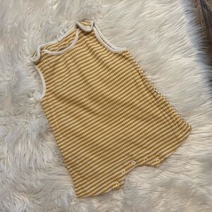 Baby Mori Mustard White Stripe Bamboo Cotton Ribbed Sleeveless Romper 6-9M